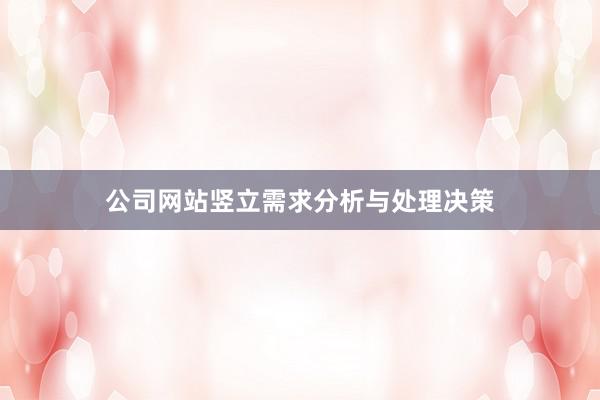 公司网站竖立需求分析与处理决策
